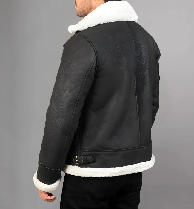 Francis B-3 Black Leather Bomber Jacket