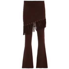 Fringe Detail High-Waisted Flare Pants