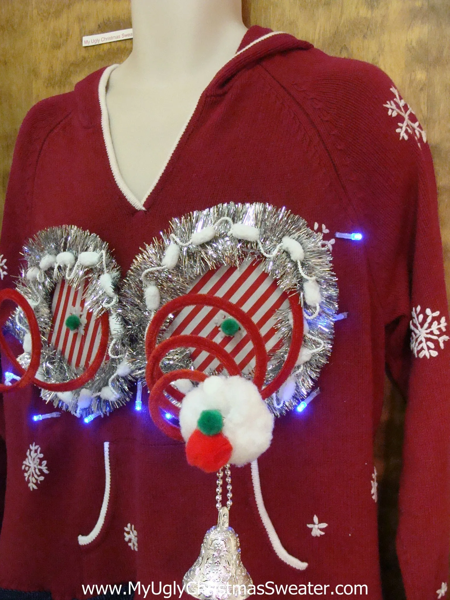 Funny Gift Light Up Red Ugly Christmas Naughty Sweater Hoddie