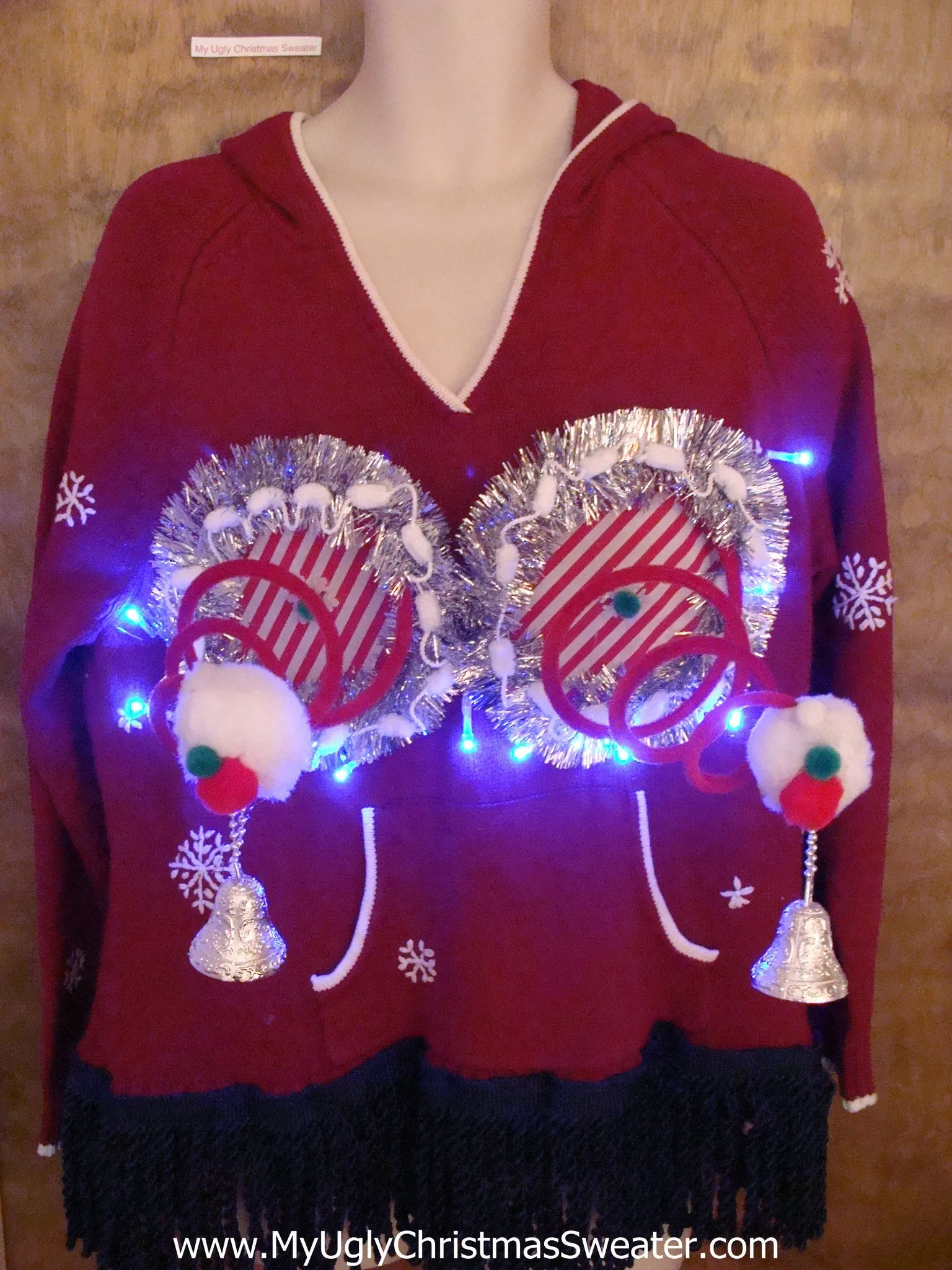 Funny Gift Light Up Red Ugly Christmas Naughty Sweater Hoddie