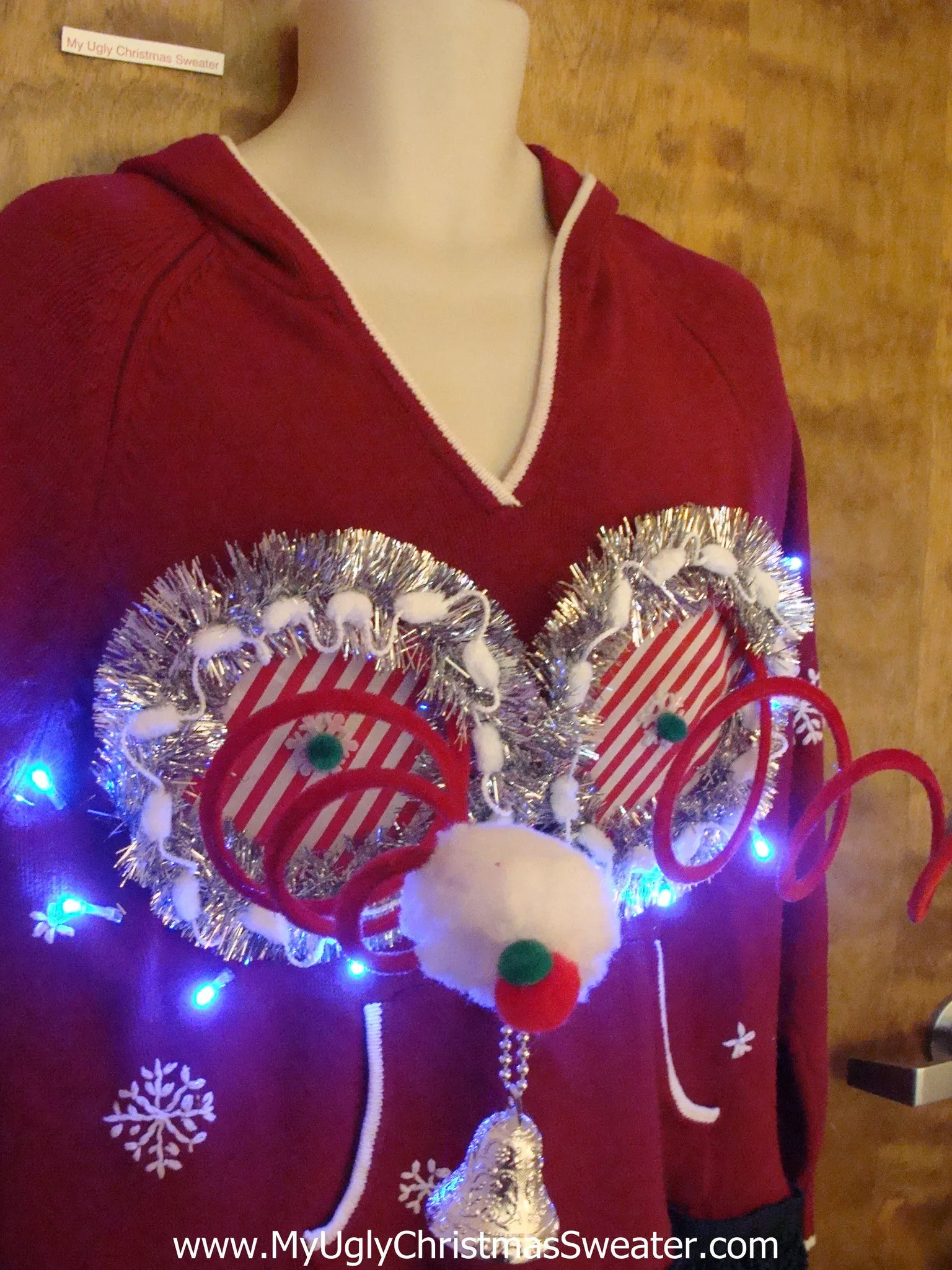 Funny Gift Light Up Red Ugly Christmas Naughty Sweater Hoddie