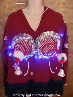 Funny Gift Light Up Red Ugly Christmas Naughty Sweater Hoddie