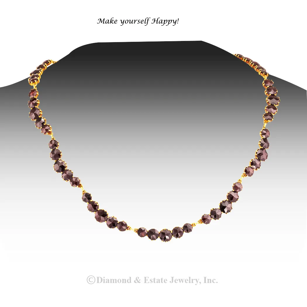 Garnet Yellow Gold Necklace