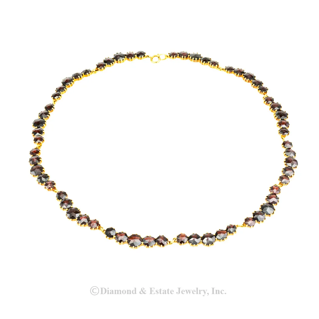 Garnet Yellow Gold Necklace