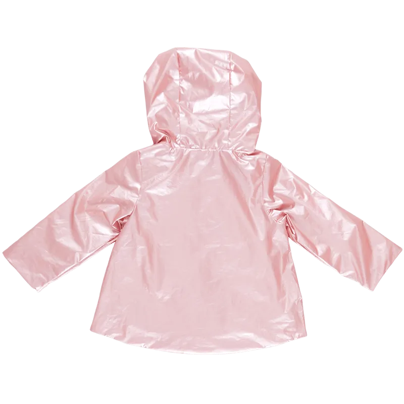 Girls Jackets | Rain Coat: Rafa- Pink Metallic | Pink Chicken