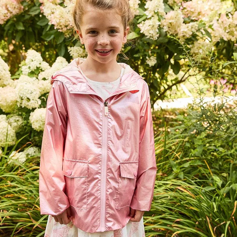 Girls Jackets | Rain Coat: Rafa- Pink Metallic | Pink Chicken