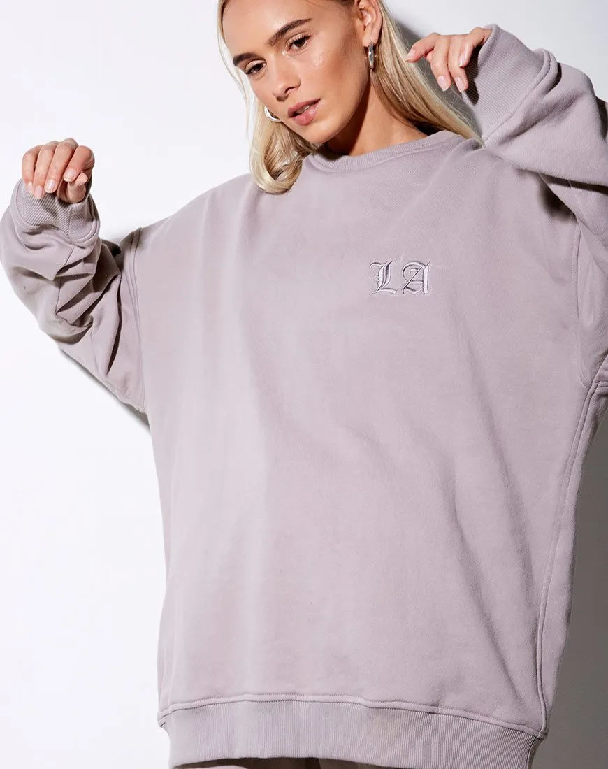 Glo Sweatshirt in Mushroom with 'LA' Embro