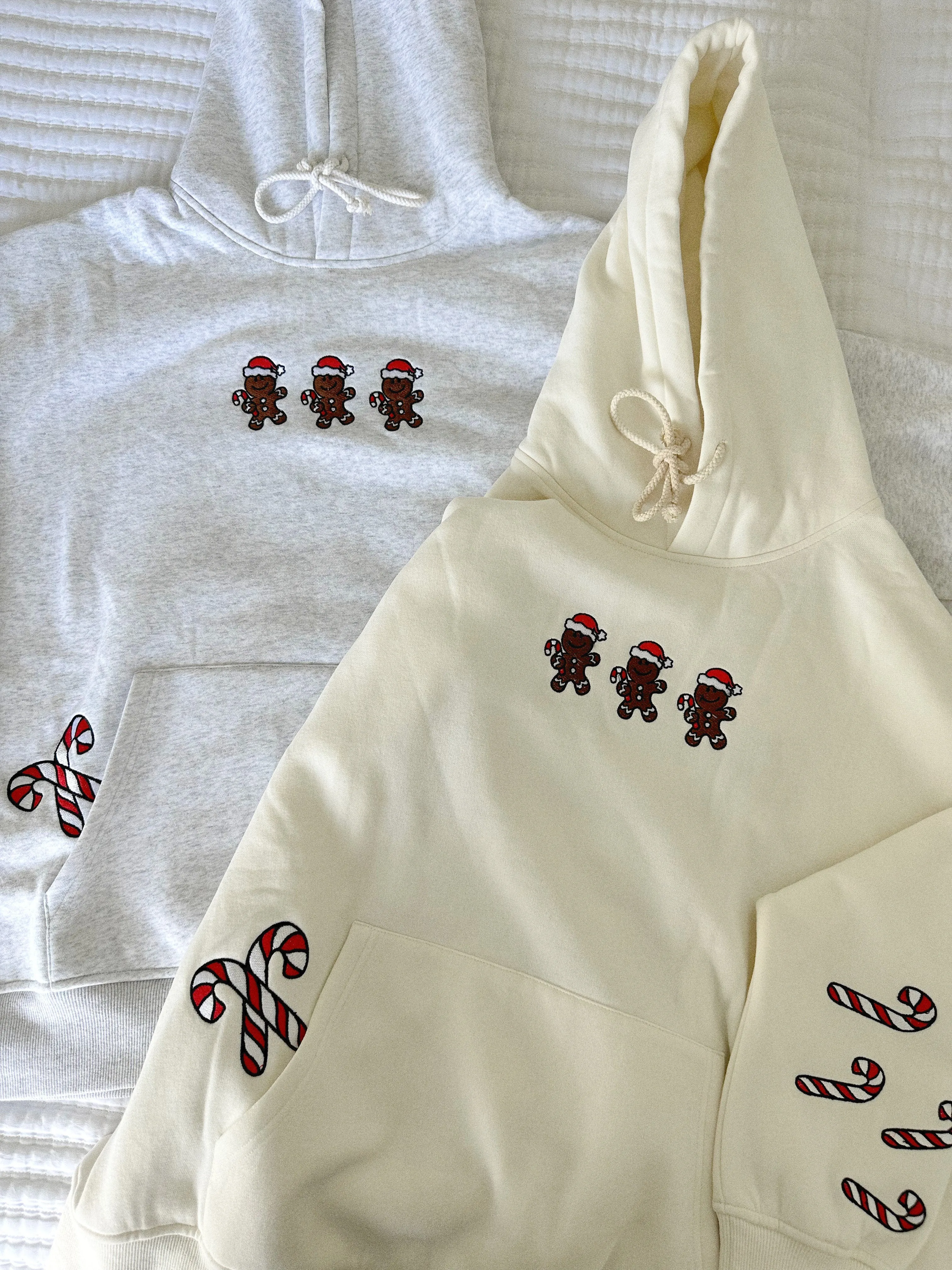 Grey Gingerbread Recipe Christmas Embroider Hoodie