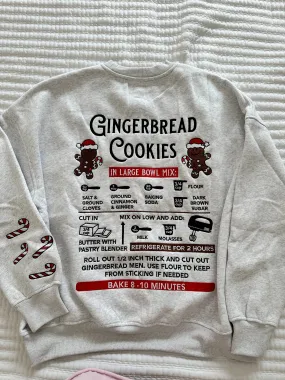 Grey Gingerbread Recipe Christmas Embroider Sweatshirt