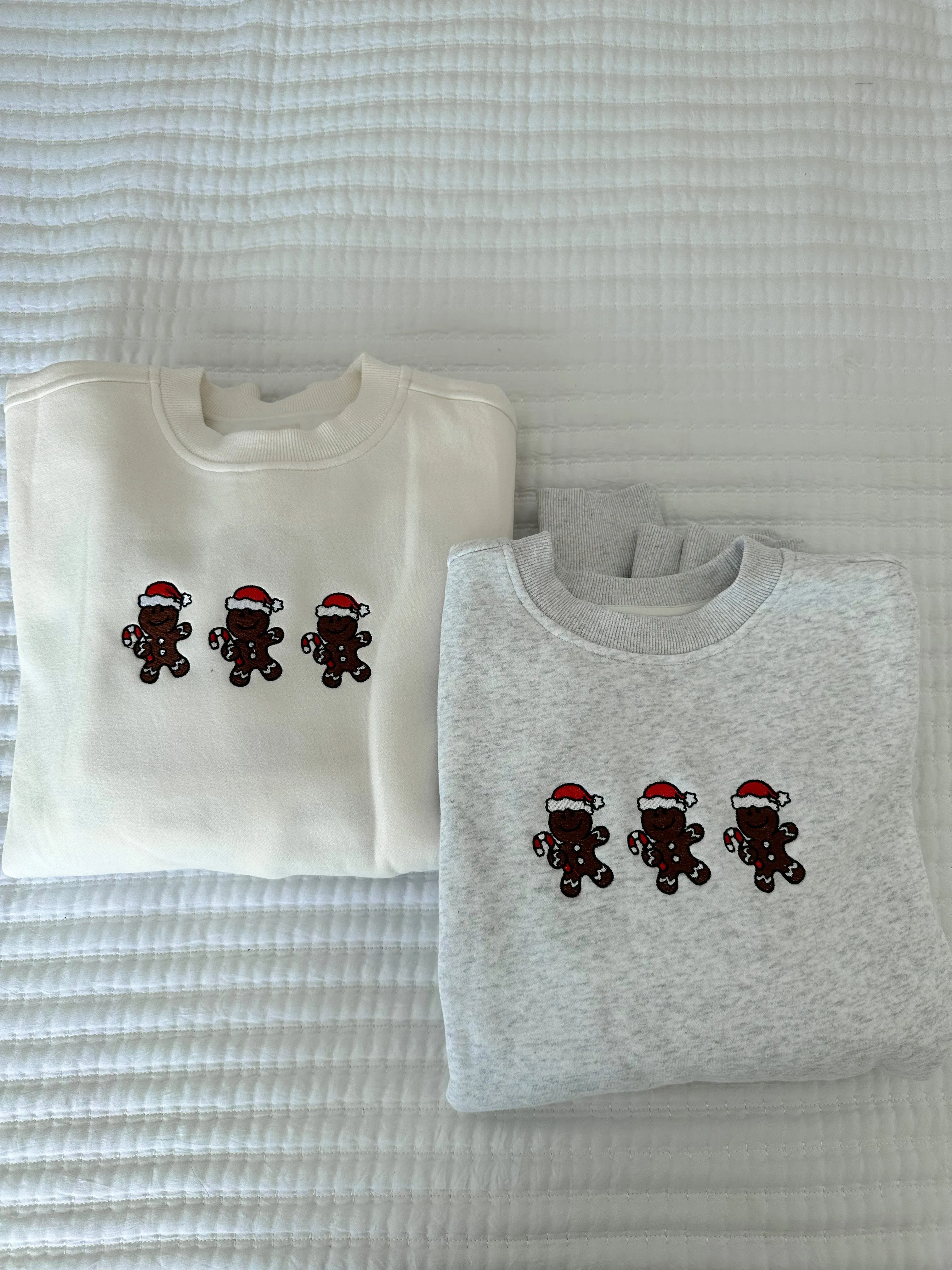 Grey Gingerbread Recipe Christmas Embroider Sweatshirt