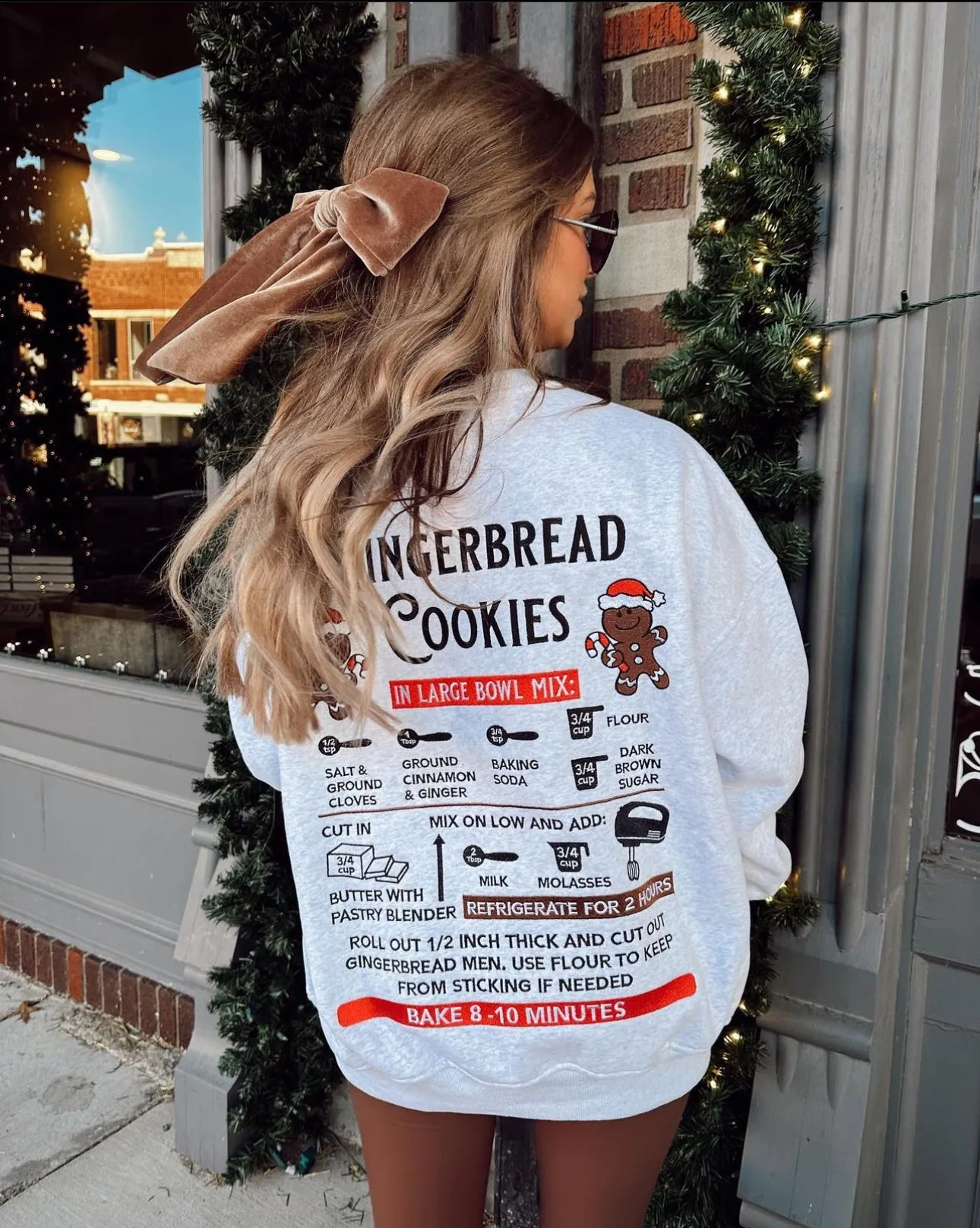 Grey Gingerbread Recipe Christmas Embroider Sweatshirt