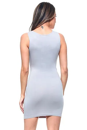 Grey Seamless Long Tank Slip Dress