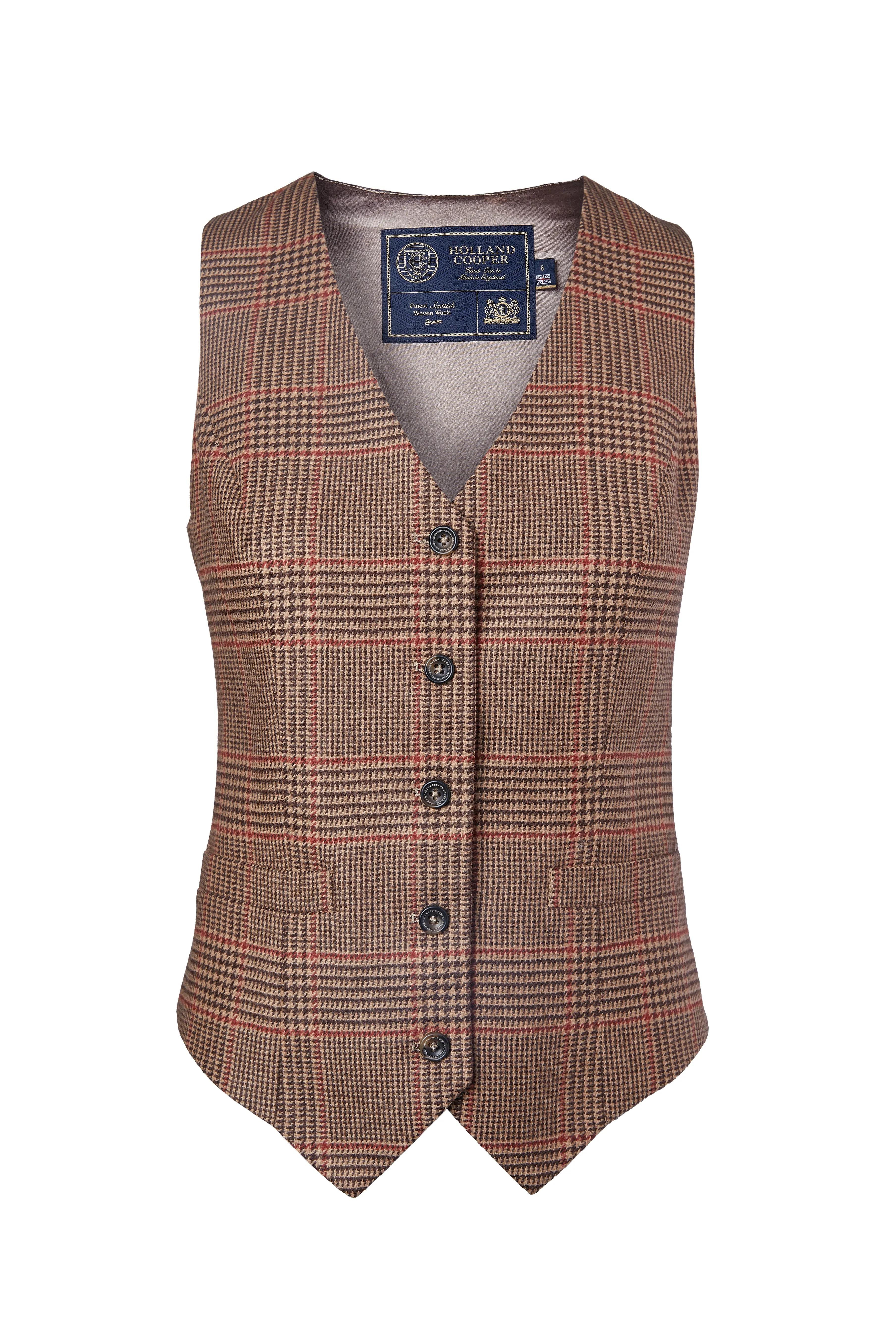 Hampton Waistcoat (Clarence Check Merlot)