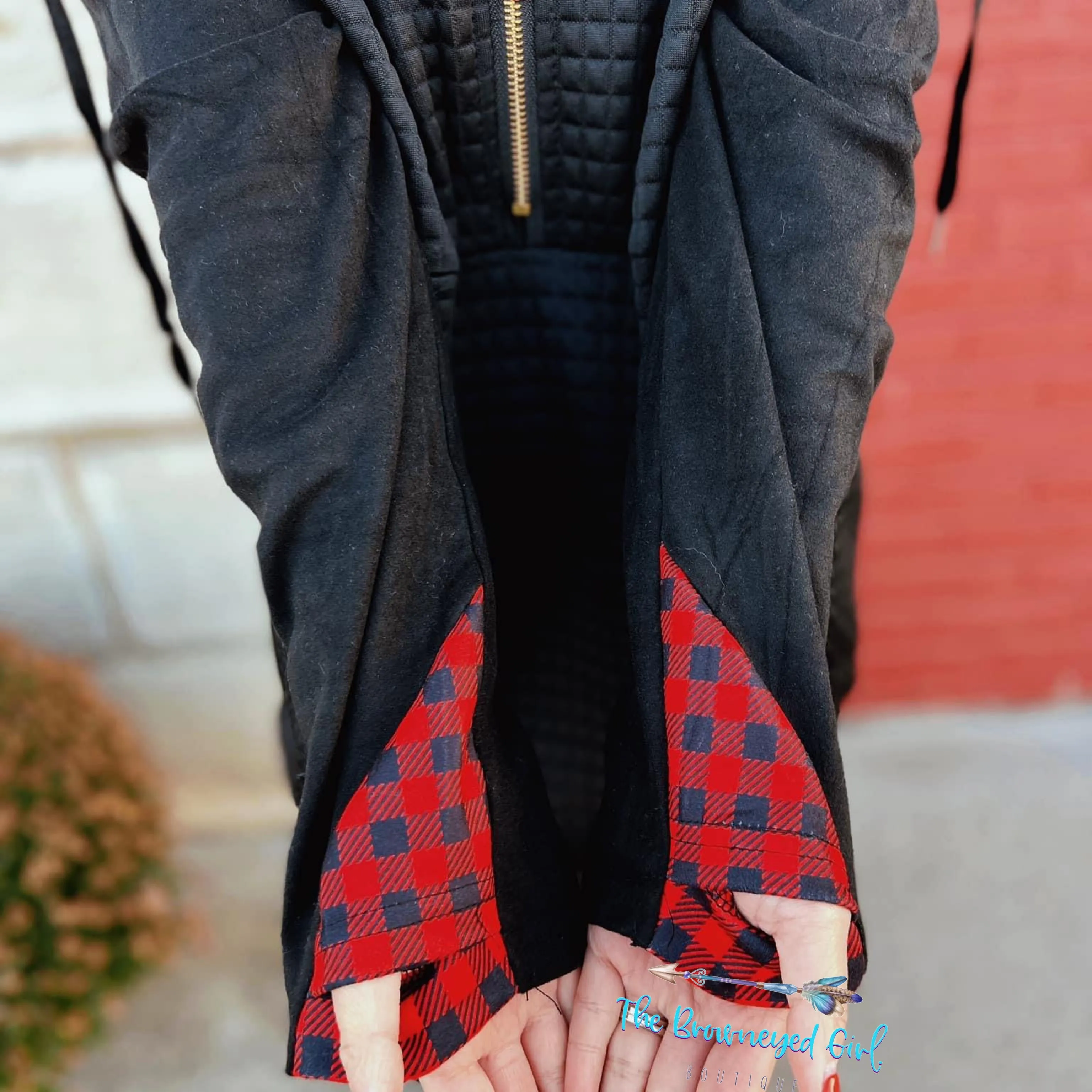 Holiday Cheer Buffalo Plaid Hoodie Half Zip