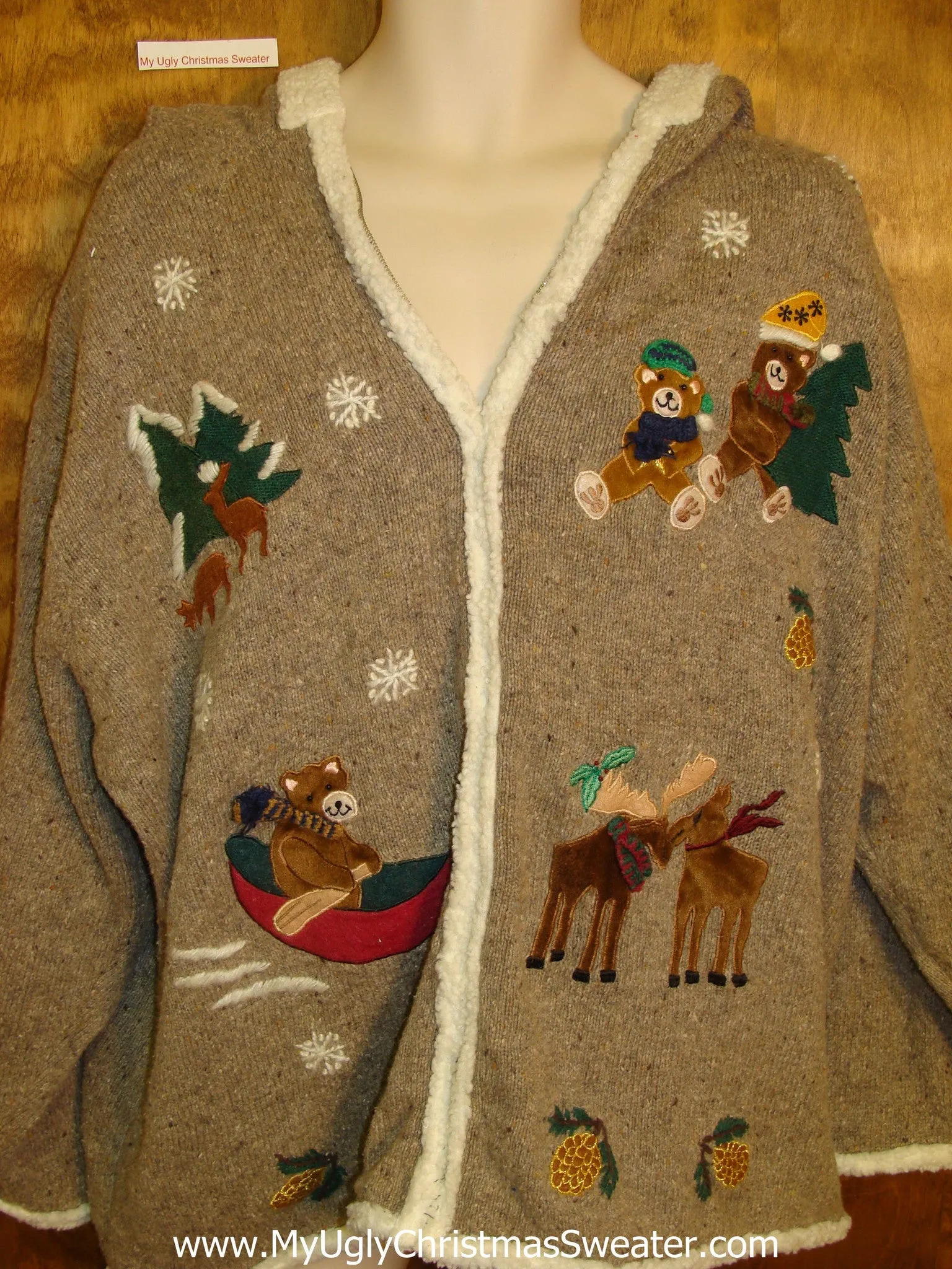 Horrible Brown Ugly Christmas Sweater Hoodie  XXXL