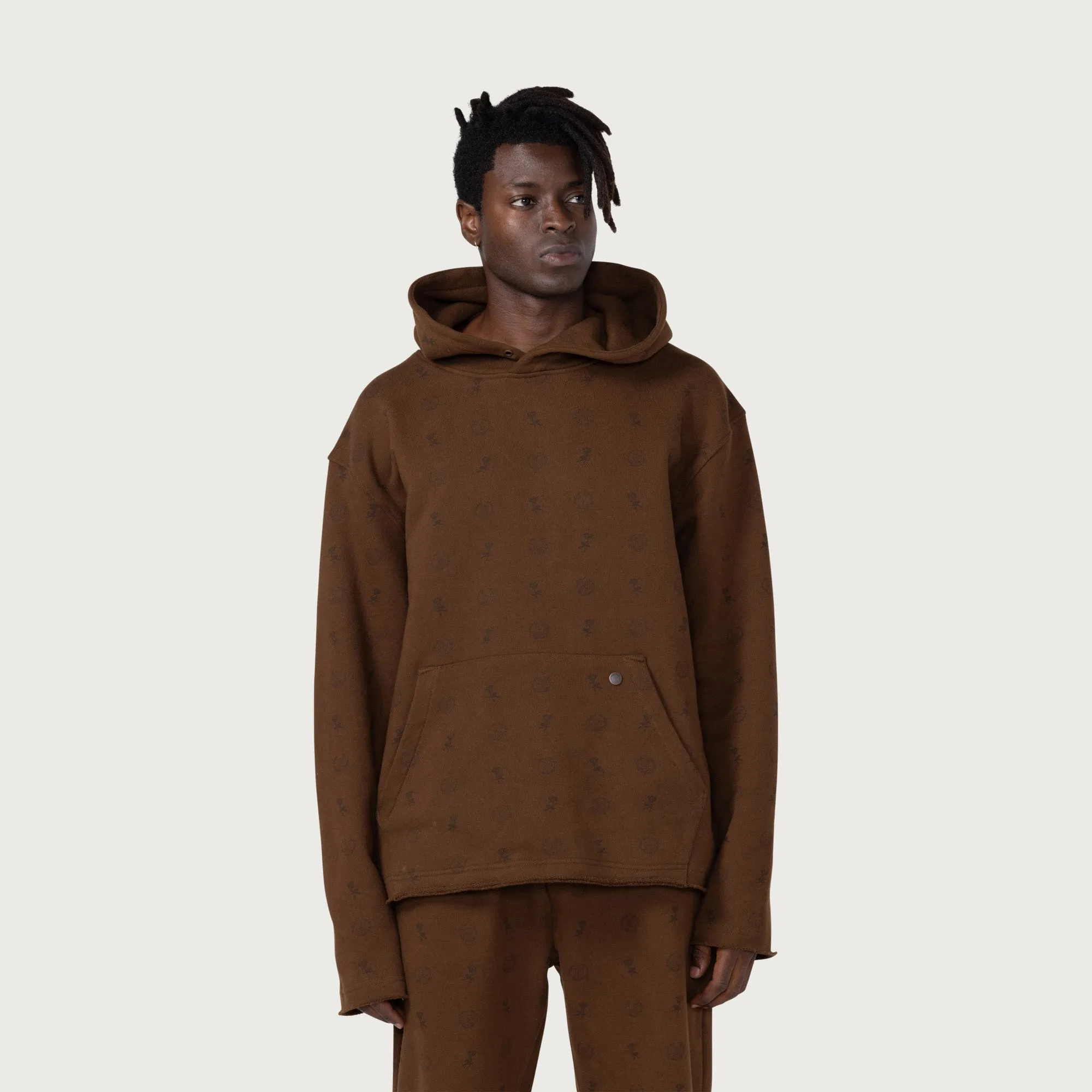 HTG® Raw Edge Hoodie - Brown