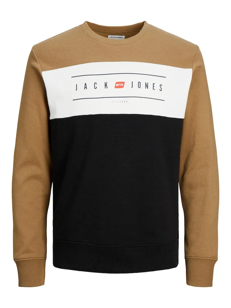 Jack & Jones Elliot Brown Block Sweat Brown