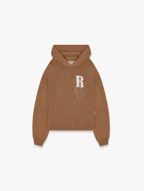 KNIT HOODIE - BROWN