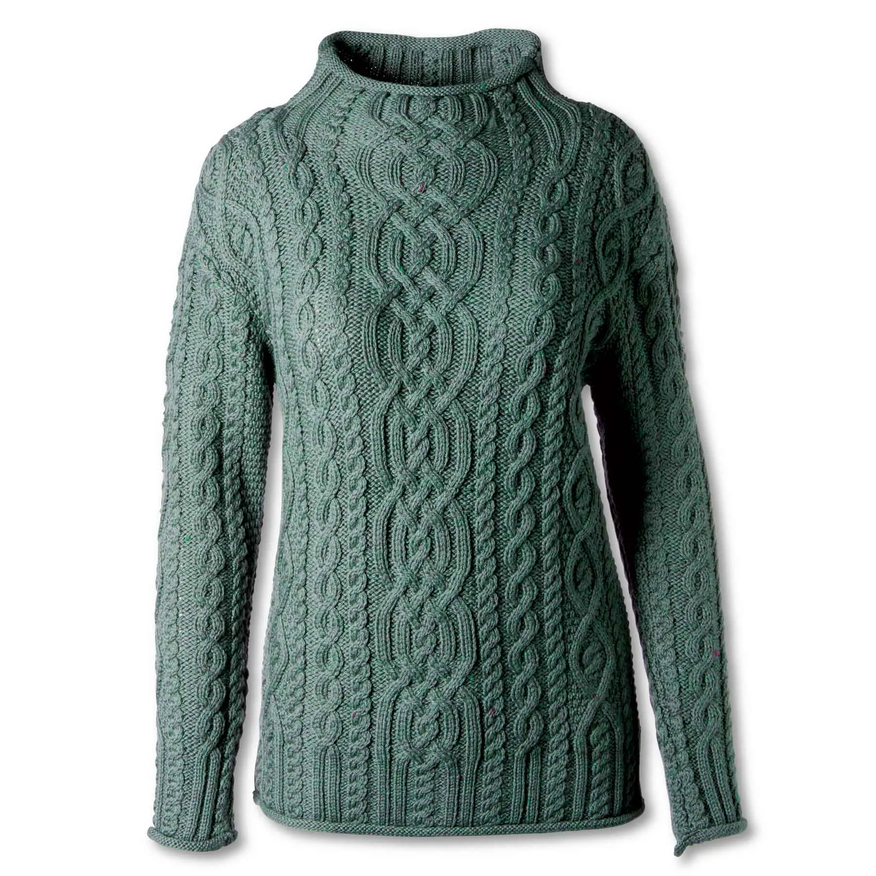 Kylemore Aran Knit Mock Funnel Neck Sweater- Tundra