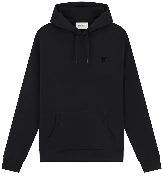 Lyle and Scott Mens Tonal Eagle Pullover Hoodie Jet Black