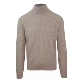 Malo Beige Cashmere-Wool Blend Turtleneck Sweater