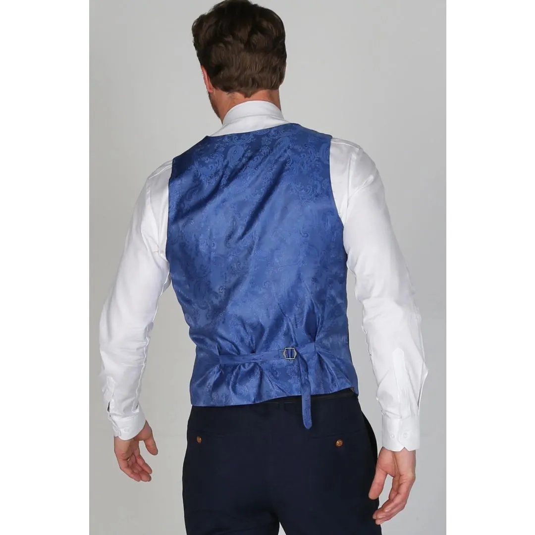 Mayfair- Men's Plain Navy Waistcoat Prom Wedding Office