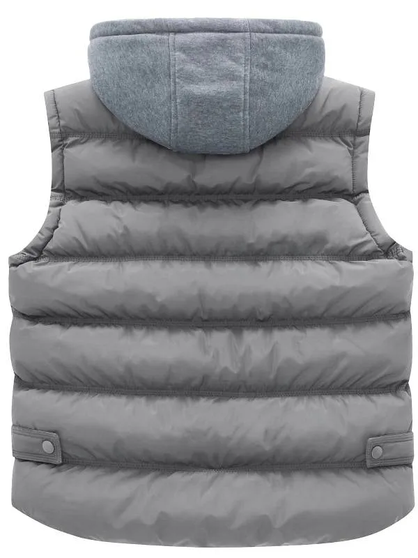 Men's Big and Tall Puffer Vest Plus Size Gilet Winter Jacket with Detachable Hood