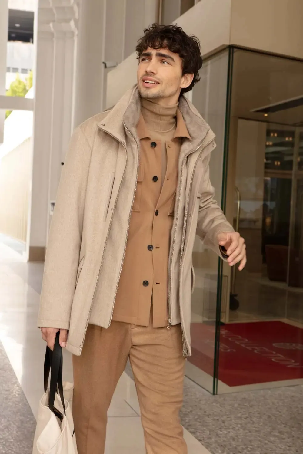 Mens mink collar coat