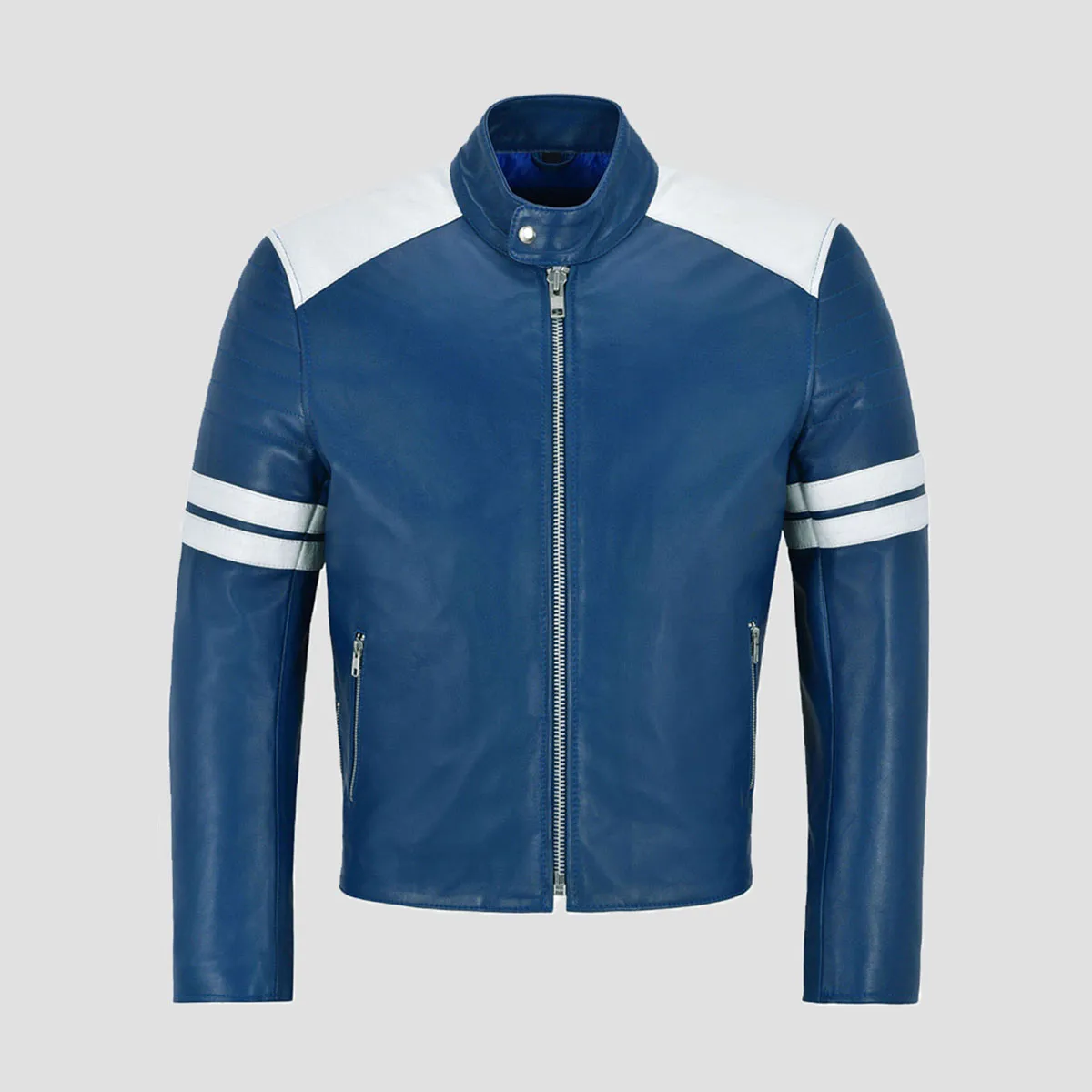 Men's Royal Blue Leather Jacket For Men