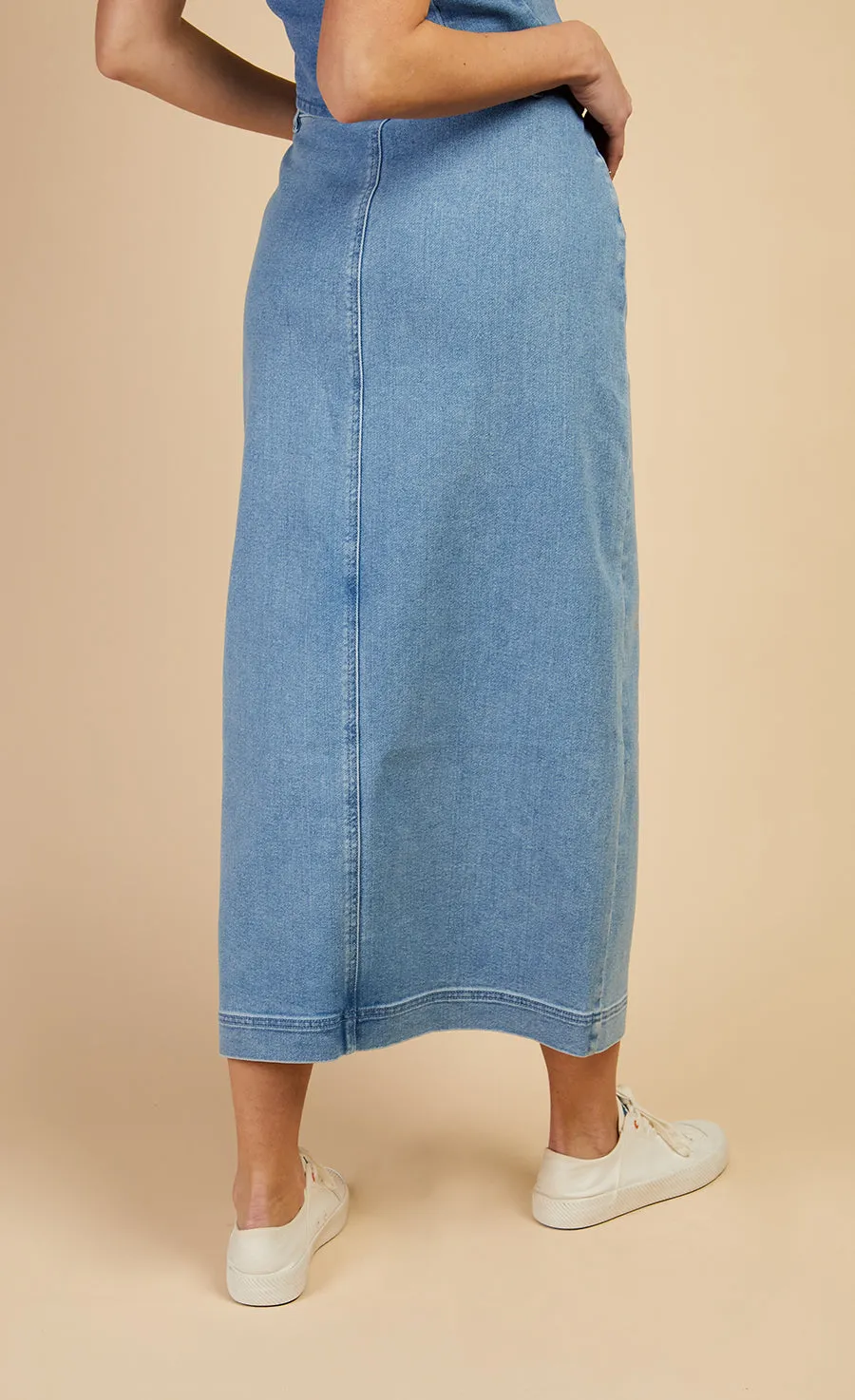 Mid-Blue Denim Midaxi Skirt by Vogue Williams