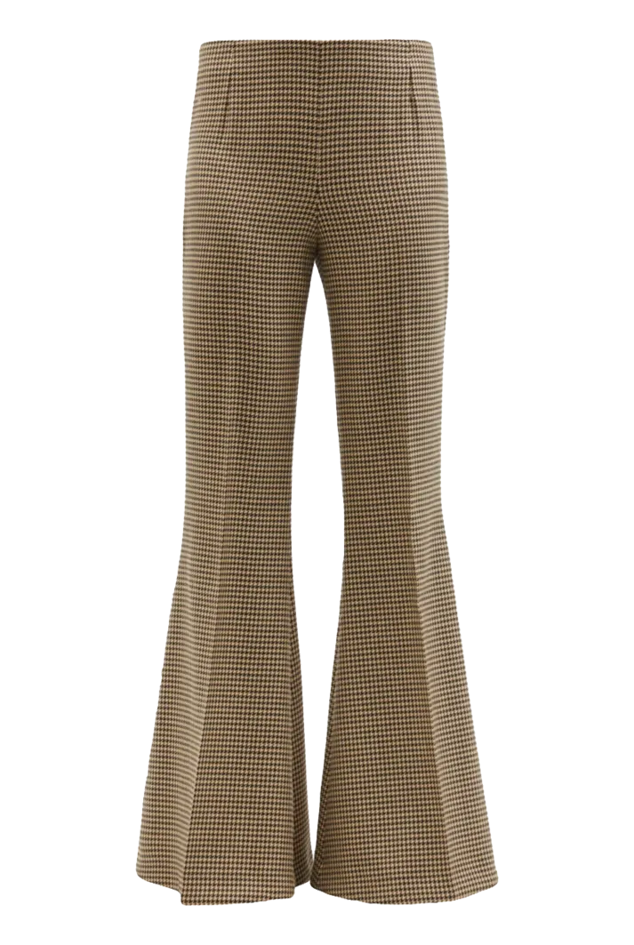 Mona Houndstooth-check Wool Flared-leg Trousers