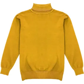 Mustard Yellow Mens Long Sleeve Knit Turtleneck Sweater