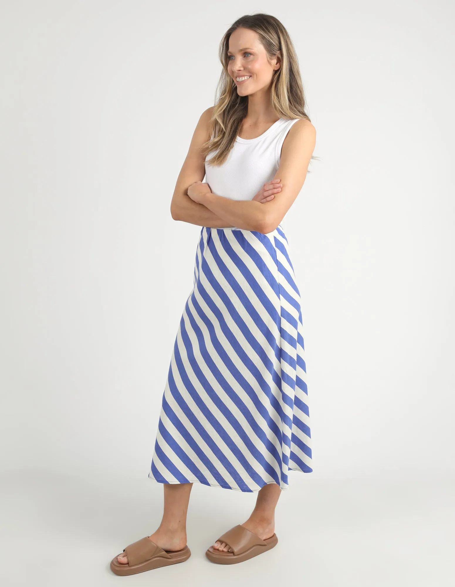 Palermo Stripe Skirt Blue/Marshmallow