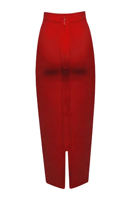 Pencil High Waist Bandage Midi Skirt - Lipstick Red