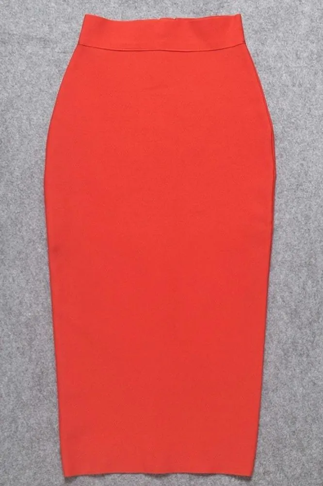 Pencil High Waist Bandage Midi Skirt - Lipstick Red