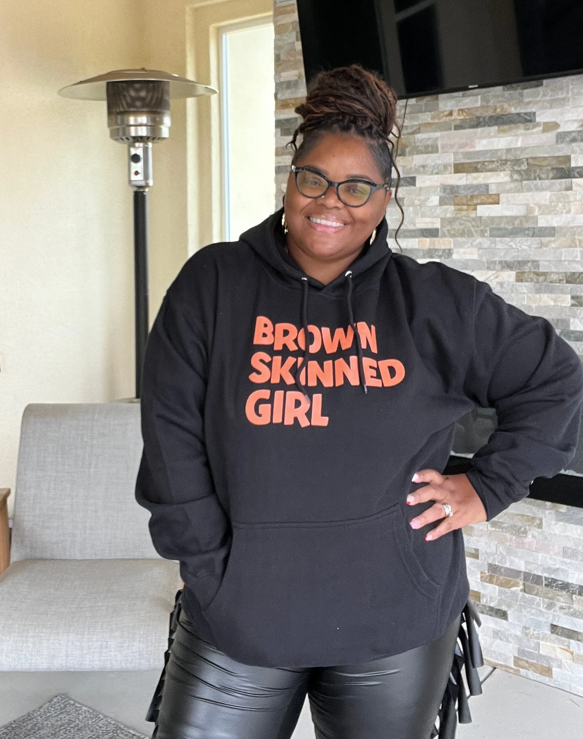 Plus Size Unisex Brown Skin Hoodie Sweatshirt