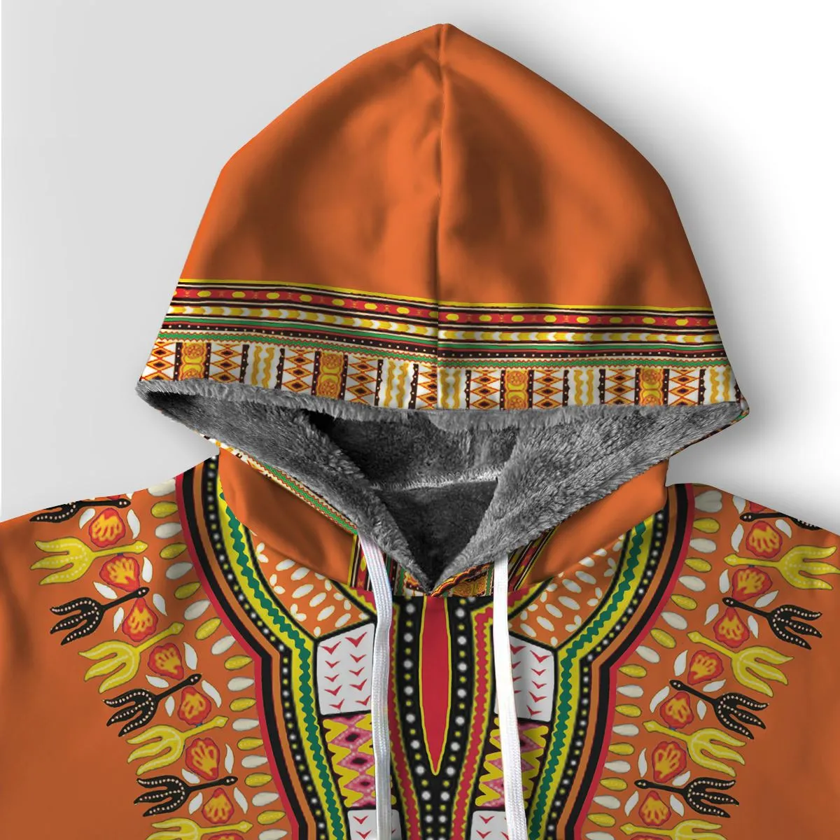 Printed Dashiki In Orange Premium Hoodie