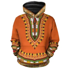 Printed Dashiki In Orange Premium Hoodie