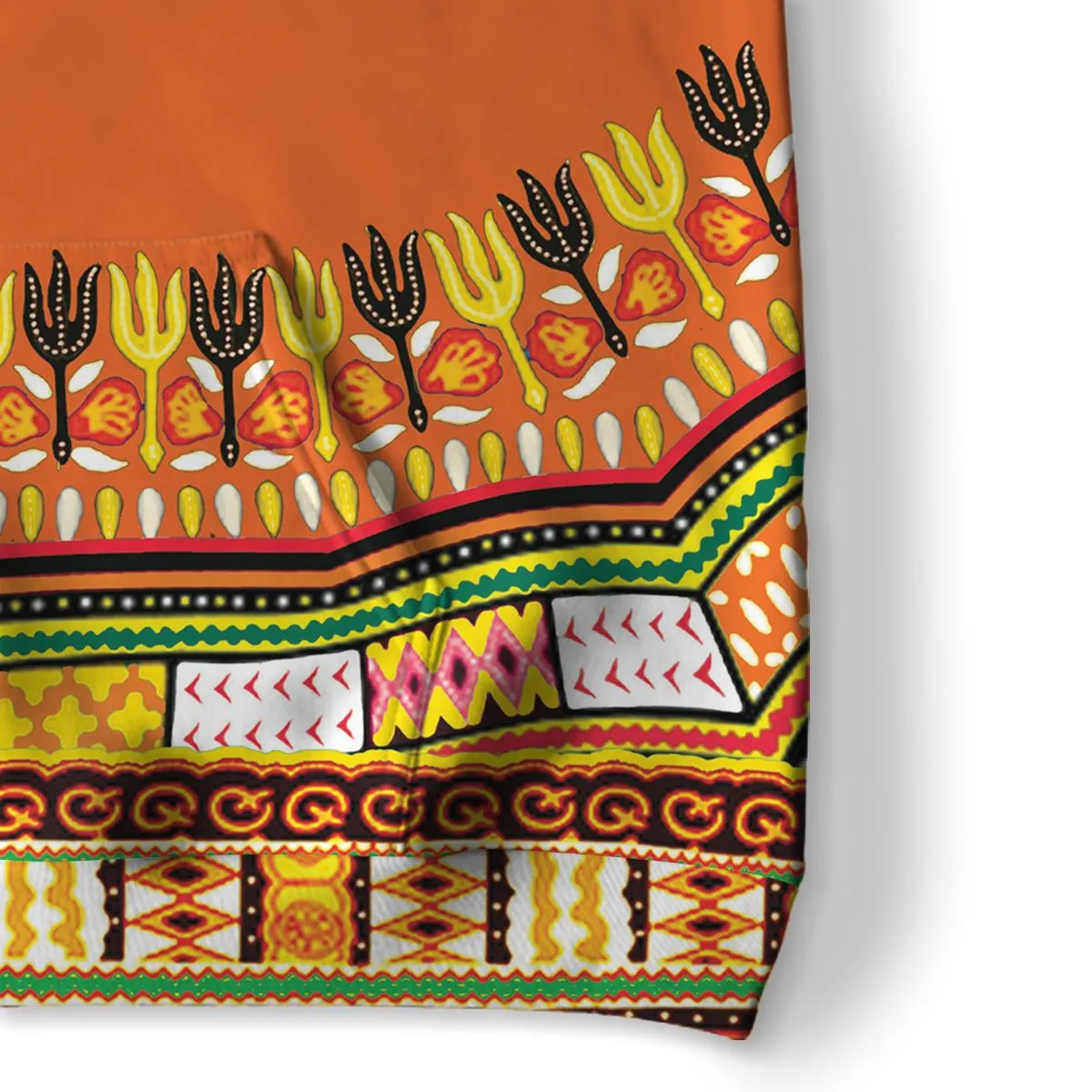 Printed Dashiki In Orange Premium Hoodie