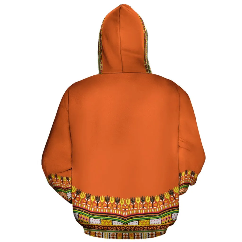 Printed Dashiki In Orange Premium Hoodie