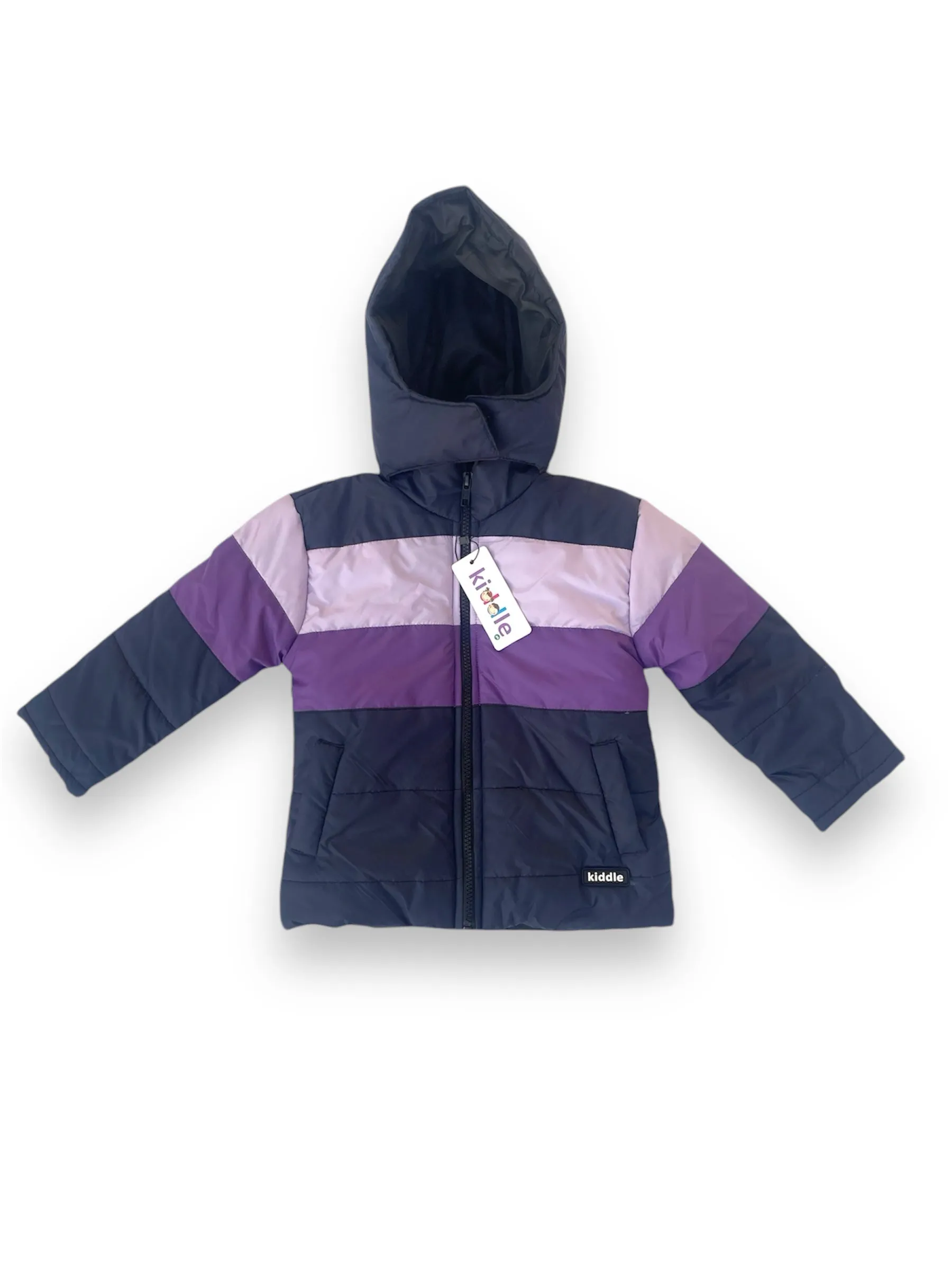 Purple Contrast Puffer Hooded Jacket