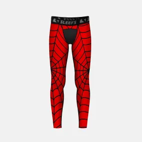 Red Web Pattern Kids compression tights / leggings