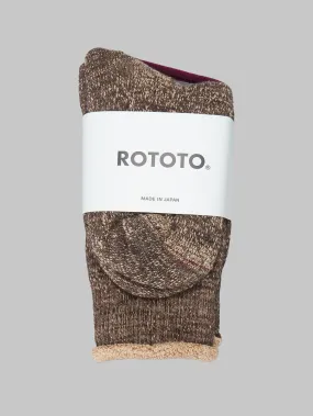 ROTOTO Double Face Crew Socks "Merino Wool & Organic Cotton" Dark Brown/Brown