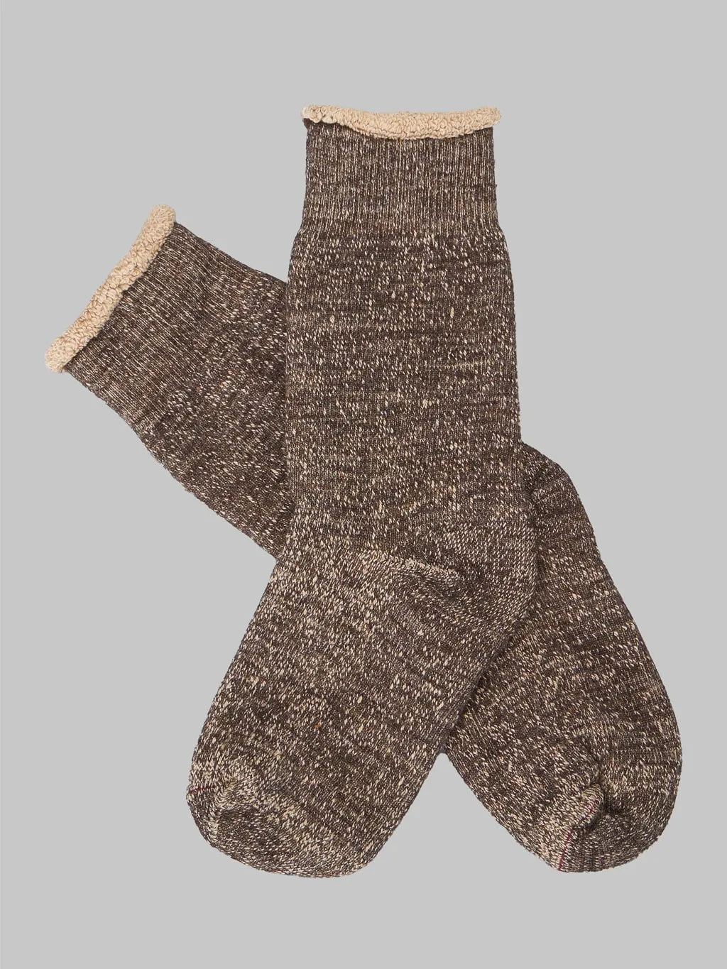 ROTOTO Double Face Crew Socks "Merino Wool & Organic Cotton" Dark Brown/Brown