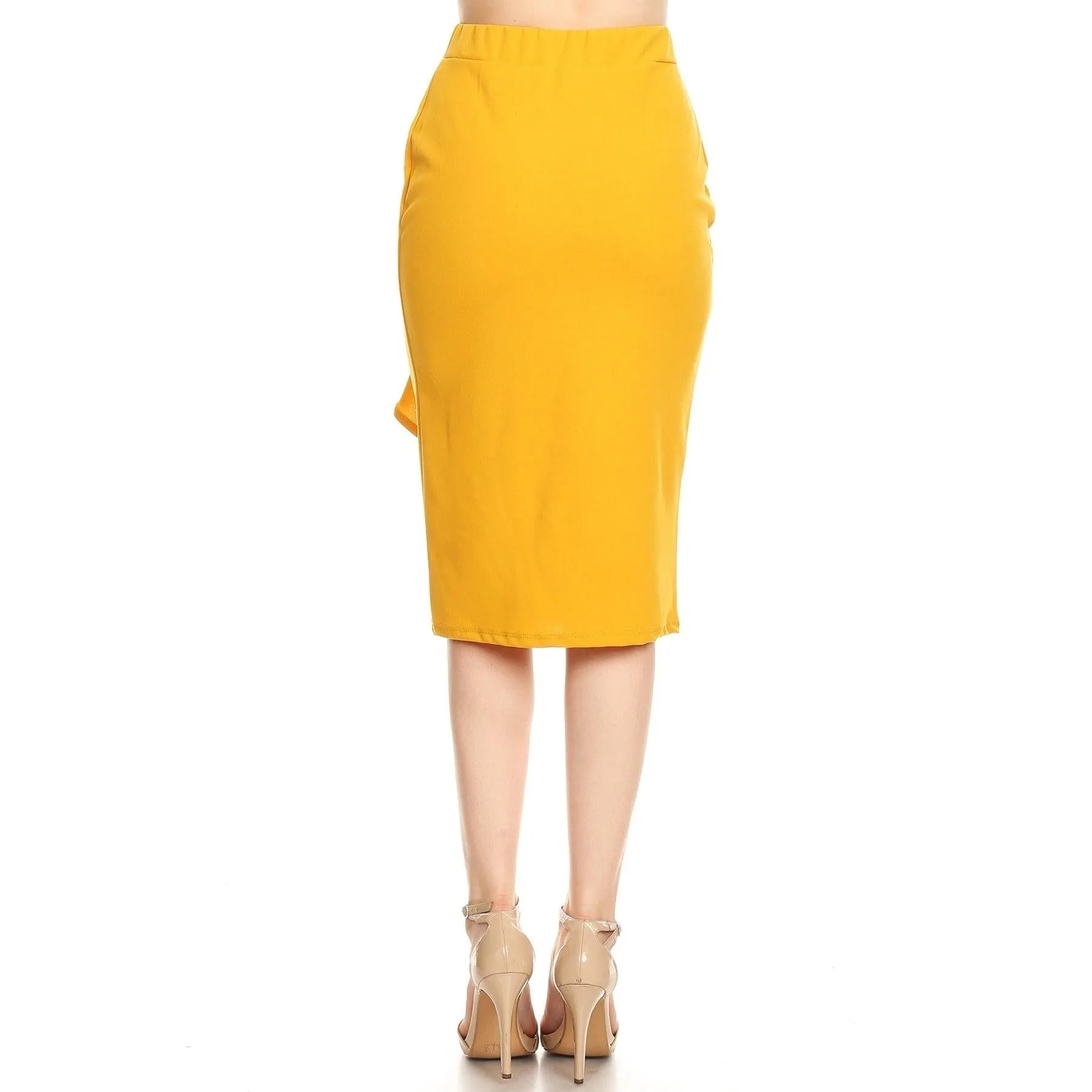 Ruffles Mustard Midi Pencil Skirt