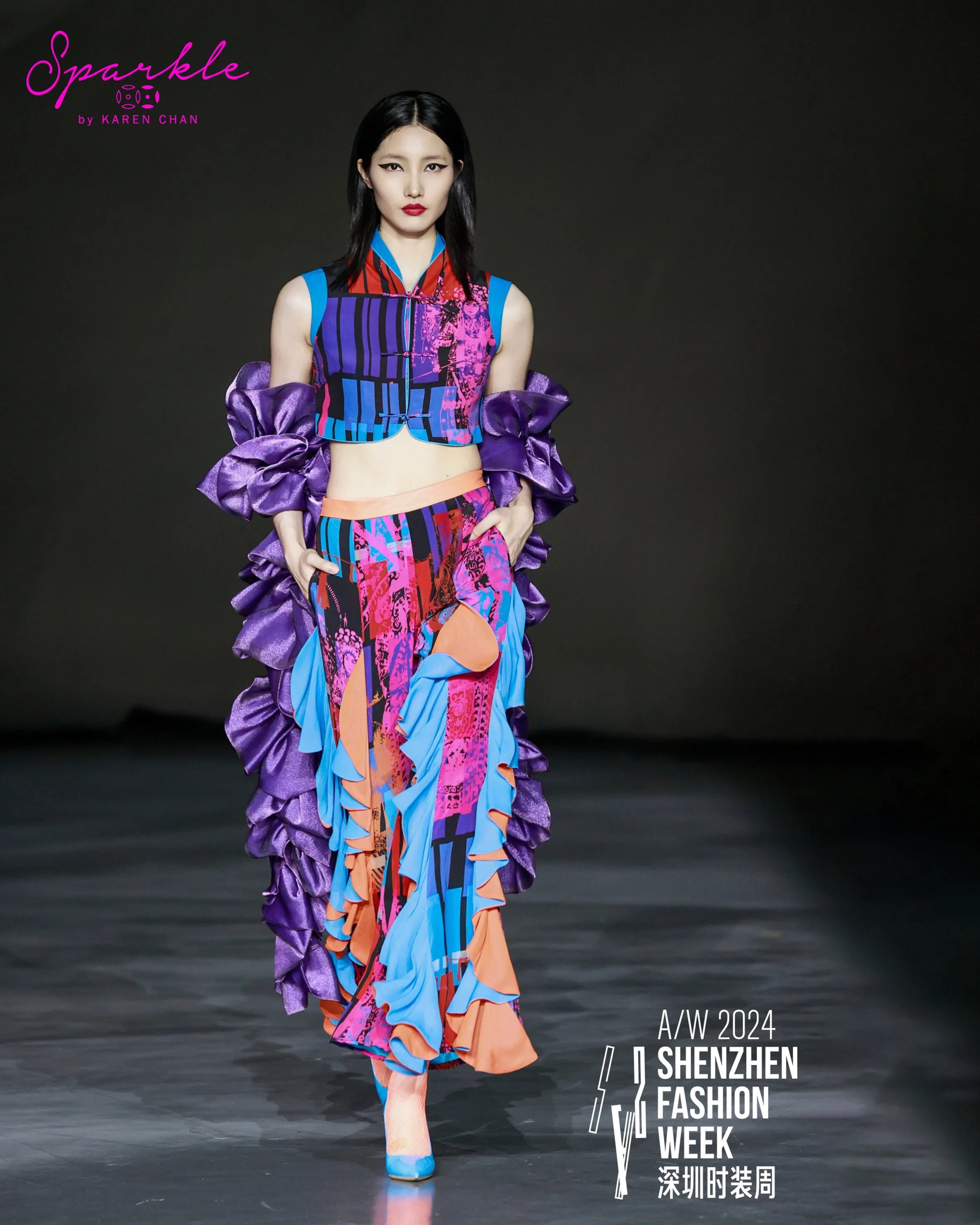 SPARKLE BY KAREN CHAN x  HK Heritage Museum【CHINESE OPERA】100% Silk Flare Pants (大戲)(紅白藍)