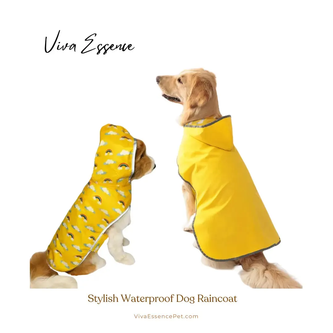 Stylish Waterproof Dog Raincoat with Reflective Trim