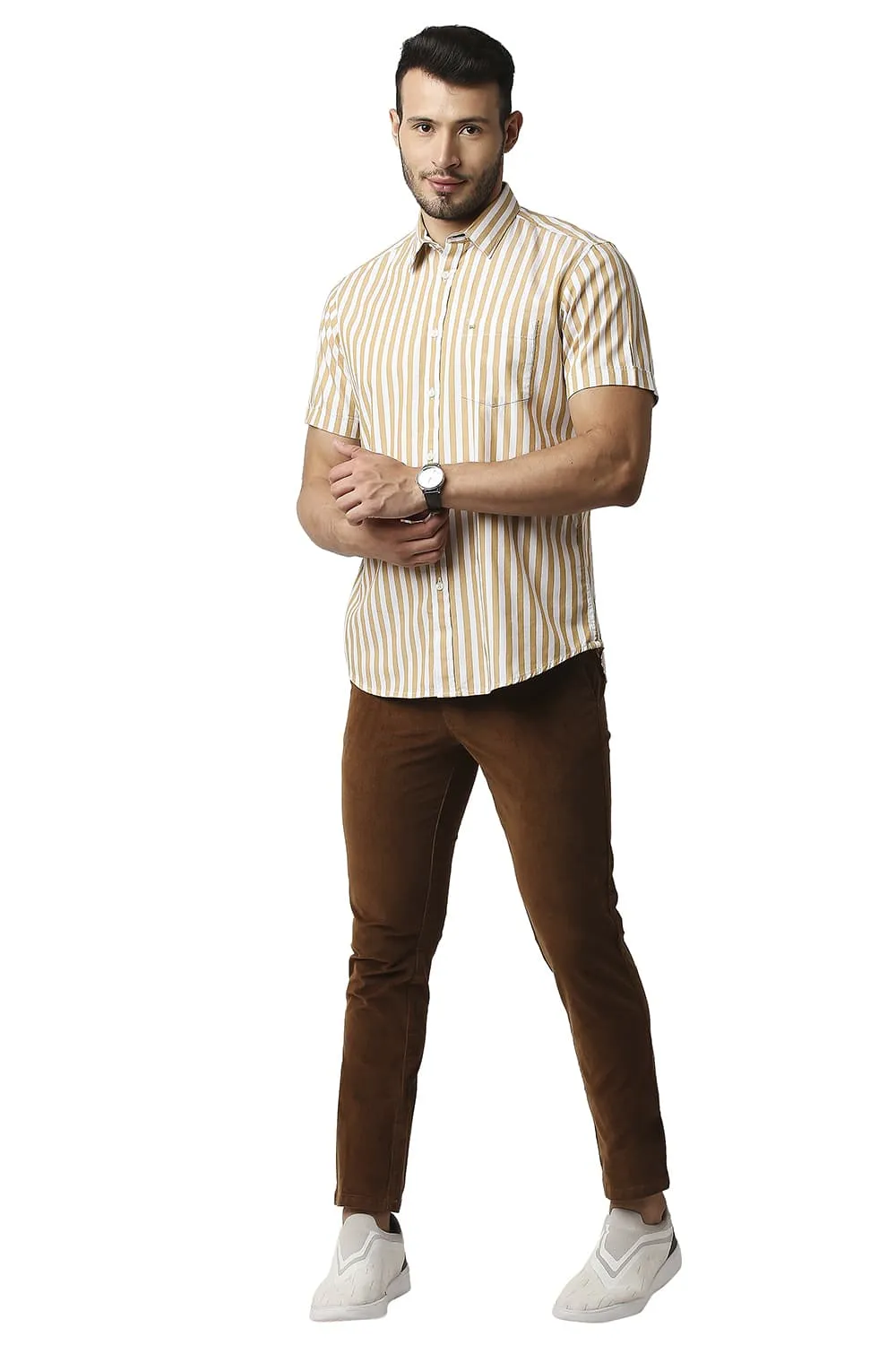 Tapered Fit Stretch Corduroy Trousers