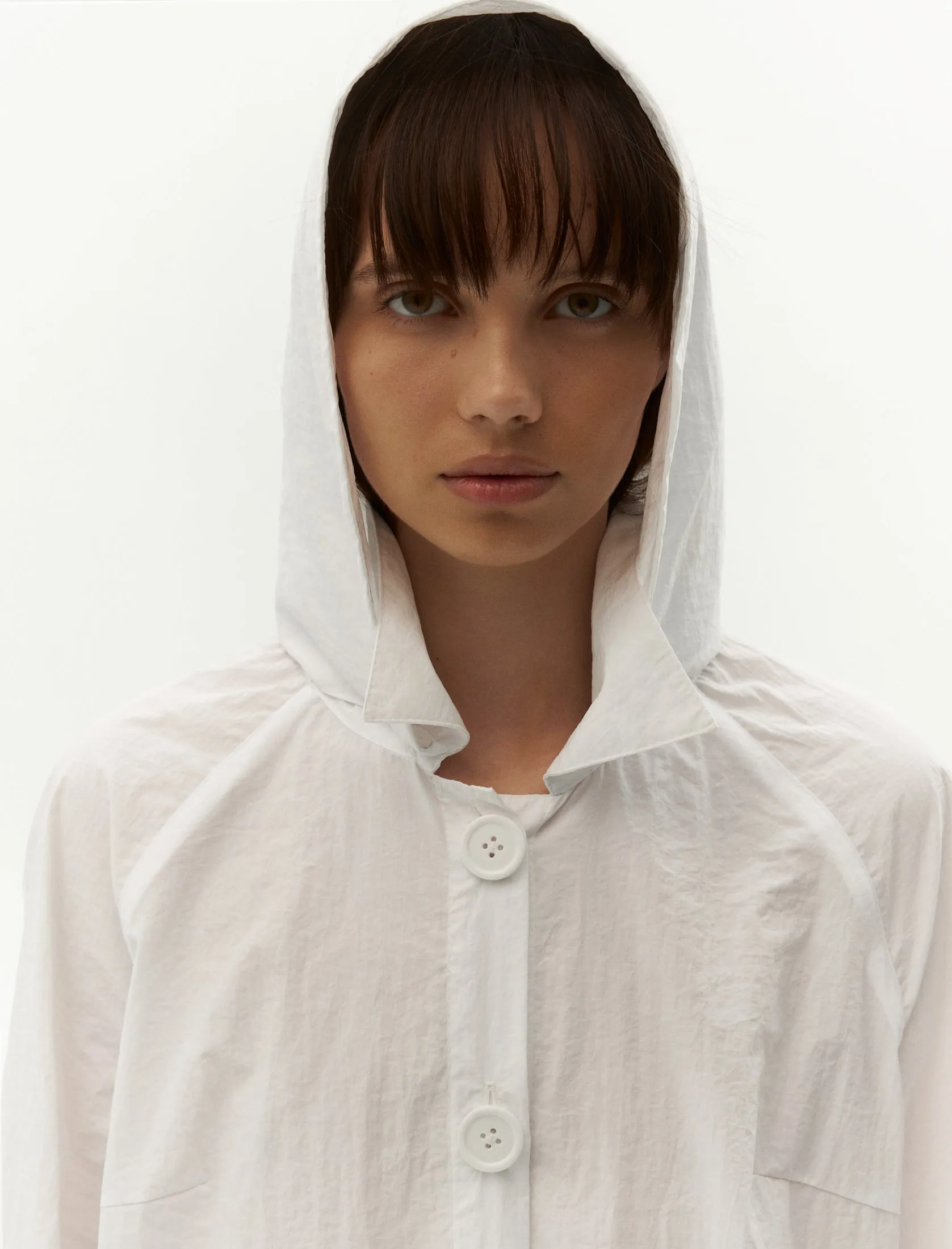 Textured Waterproof Raincoat — White