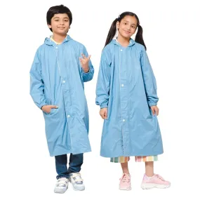 THE CLOWNFISH Cloud Chaser Series Kids Raincoat Waterproof Polyester Double Coating Reversible Longcoat with Hood and Reflector Logo at Back. Printed Plastic Pouch. Kid Age-11-12 years (Skyblue)